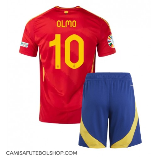 Camisa de time de futebol Espanha Dani Olmo #10 Replicas 1º Equipamento Infantil Europeu 2024 Manga Curta (+ Calças curtas)